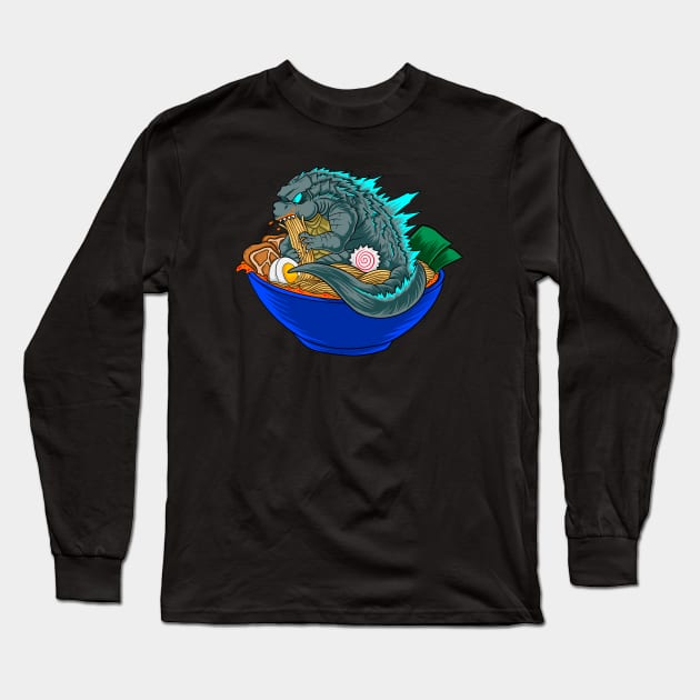 godzilla tshirt ramen Long Sleeve T-Shirt by opoyostudio